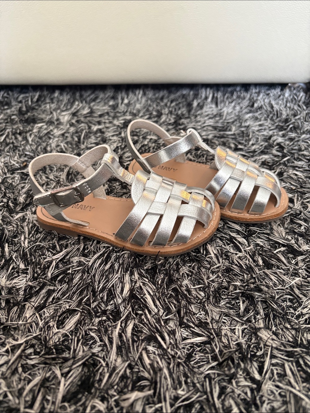 Old Navy Girls Silver Woven Strap Sandals